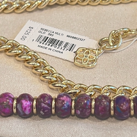 NWT Kendra Scott- Rebecca Gold Multi Strand Necklace Purple Beaded - Picture 6 of 7